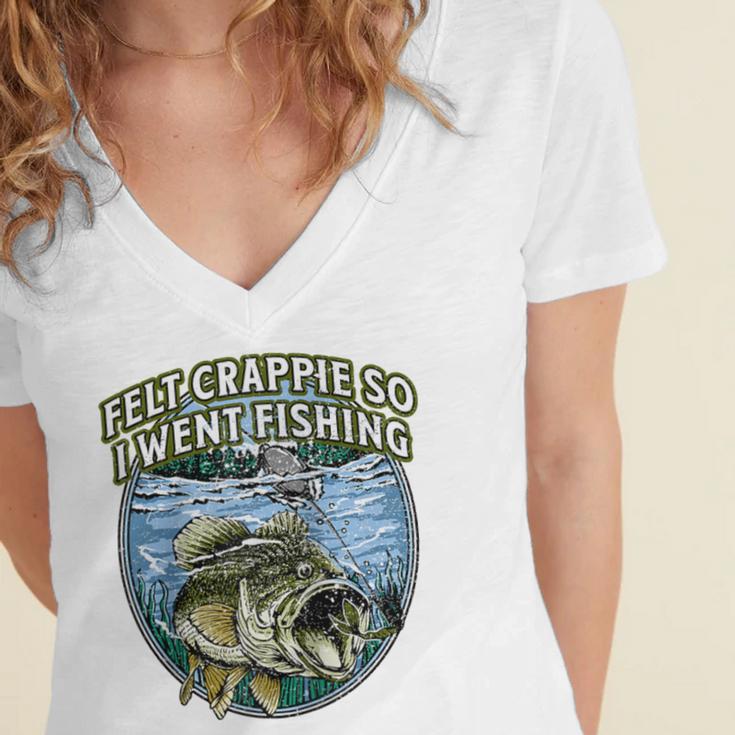Felt Crappie So I Went Fishing Introvert Lakes Antisocial Raglan Baseball Tee Women's Jersey Short Sleeve Deep V-Neck Tshirt Felt Crappie So I Went Fishing Introvert Lakes Antisocial Raglan Baseball Tee Women's Jersey Short Sleeve Deep V-Neck Tshirt