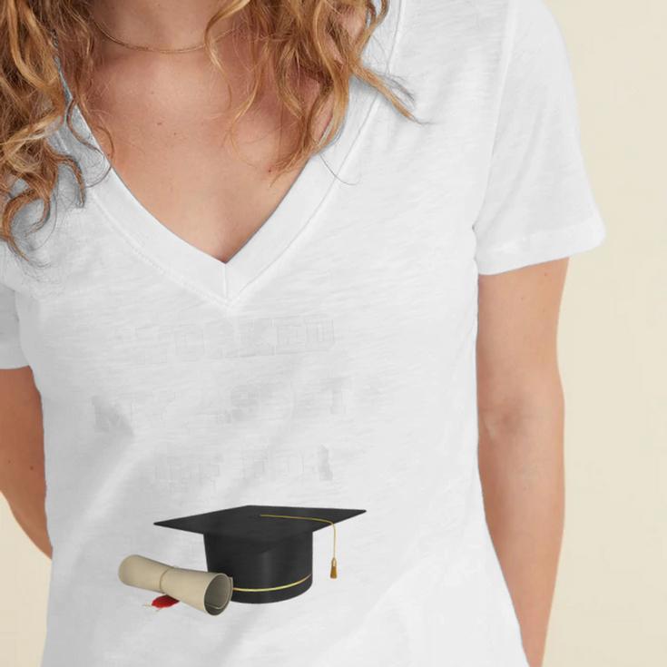 Finance Accounting Graduation Shirt Worked My Assets Off Women's Jersey Short Sleeve Deep V-Neck Tshirt
