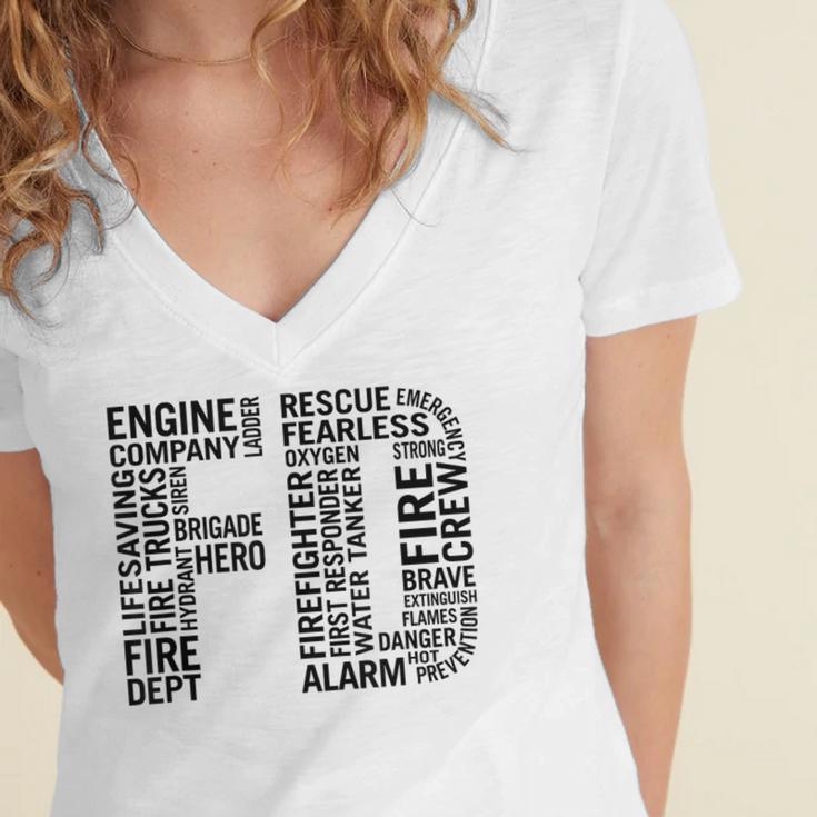 Fire Academy Graduation T-Shirt Firefighter Support Tee Women's Jersey Short Sleeve Deep V-Neck Tshirt