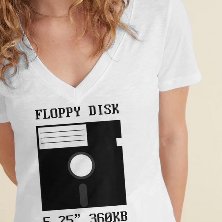 Floppy Disk Computer Nostalgia Fun PC Enthusiast History Women's Jersey Short Sleeve Deep V-Neck Tshirt