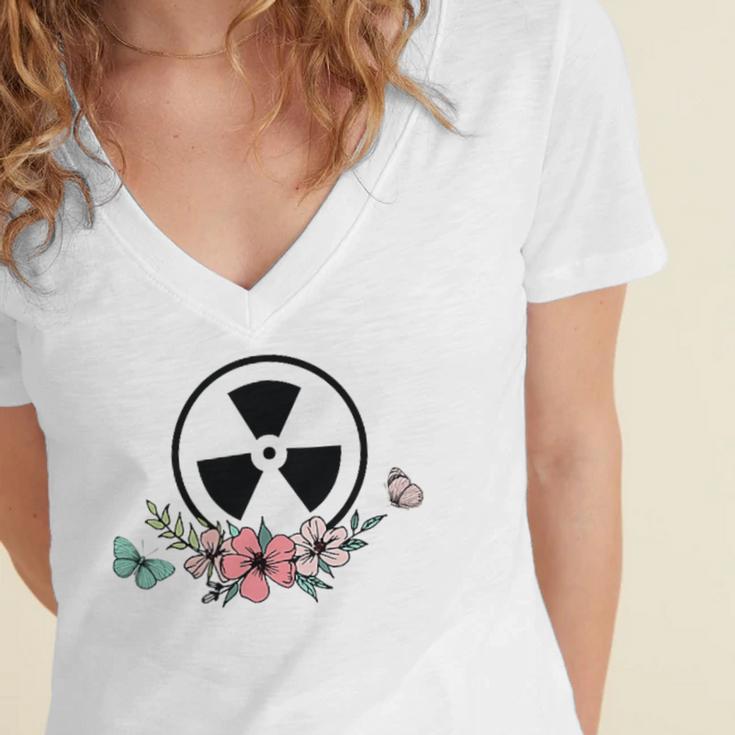 Floral Rad Tech Radiology Graduation X-Ray Tech Women's Jersey Short Sleeve Deep V-Neck Tshirt