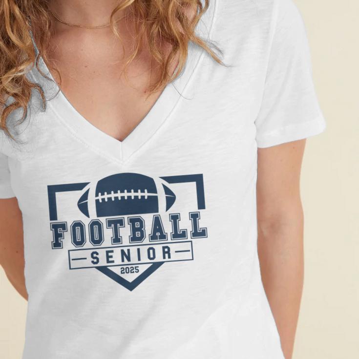 Football Senior Night Football Senior 2025 Graduation 44 Women's Jersey Short Sleeve Deep V-Neck Tshirt