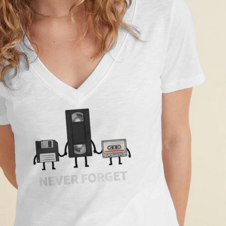 Never Forget Retro Nostalgia Tapes Throwback 80s Premium Tri-Blend Women's Jersey Short Sleeve Deep V-Neck Tshirt