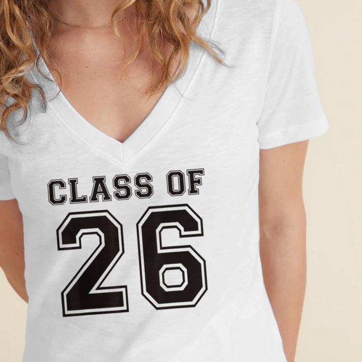 Freshman Class Of 2026 High School Senior Graduation Women's Jersey Short Sleeve Deep V-Neck Tshirt