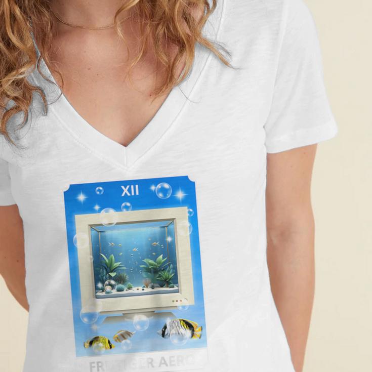 Frutiger Aero Aesthetic Tech Computer Aquarium Tarot Card Raglan Baseball Tee Women's Jersey Short Sleeve Deep V-Neck Tshirt Frutiger Aero Aesthetic Tech Computer Aquarium Tarot Card Raglan Baseball Tee Women's Jersey Short Sleeve Deep V-Neck Tshirt