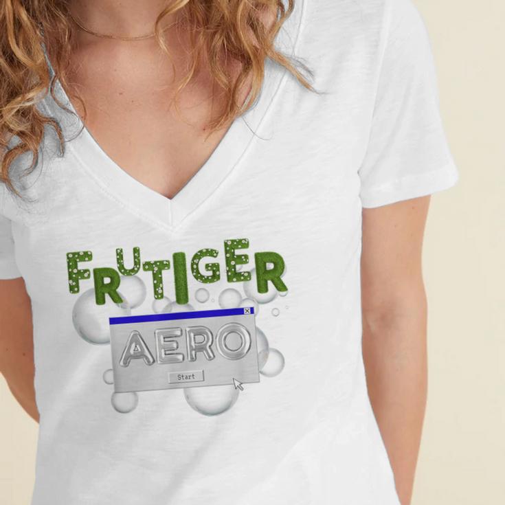 Frutiger Aero Y2K Fashion Trends Grass Fun Computers Women's Jersey Short Sleeve Deep V-Neck Tshirt Frutiger Aero Y2K Fashion Trends Grass Fun Computers Women's Jersey Short Sleeve Deep V-Neck Tshirt