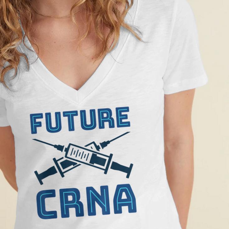 Future CRNA Nurse Anesthetist Student Nursing RN Graduation Women's Jersey Short Sleeve Deep V-Neck Tshirt