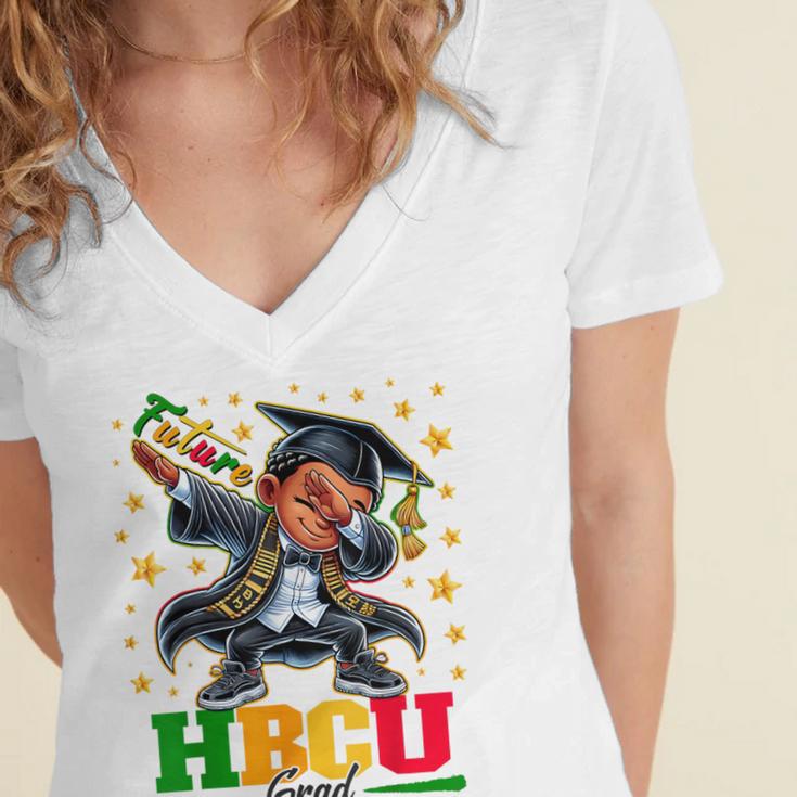 Future HBCU Grad Dabbing Kid Graduation For Boys Kids Women's Jersey Short Sleeve Deep V-Neck Tshirt