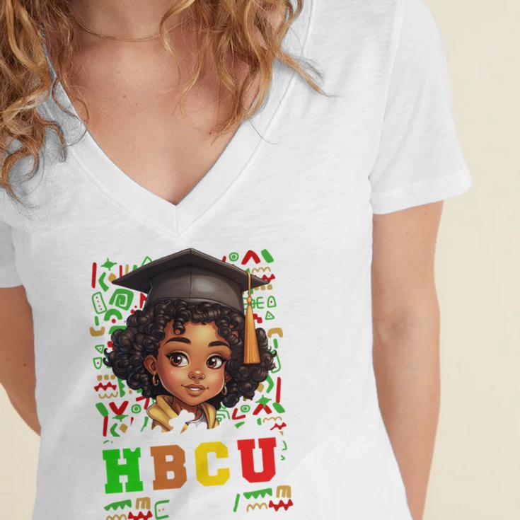 Future HBCU Grad Girl Kids Graduation HBCU College Women's Jersey Short Sleeve Deep V-Neck Tshirt