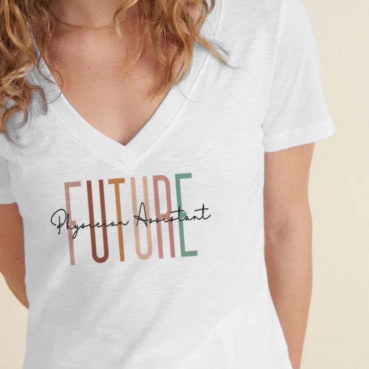 Future Physician Assistant Student Doctor Graduation Women's Jersey Short Sleeve Deep V-Neck Tshirt