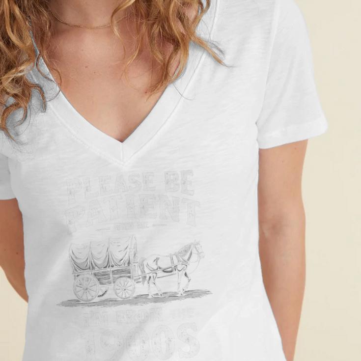 Gentle Nostalgia Plea Please Be Patient I'm From The 1900s Premium Women's Jersey Short Sleeve Deep V-Neck Tshirt