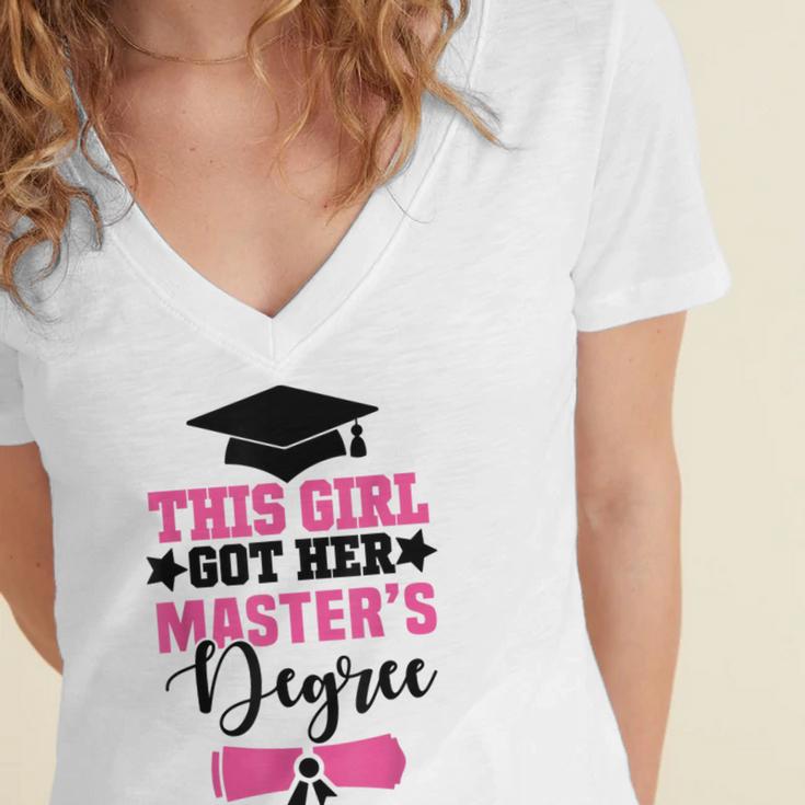 This Girl Got Her Masters Degree Graduation Mastered It 2024 Women's Jersey Short Sleeve Deep V-Neck Tshirt