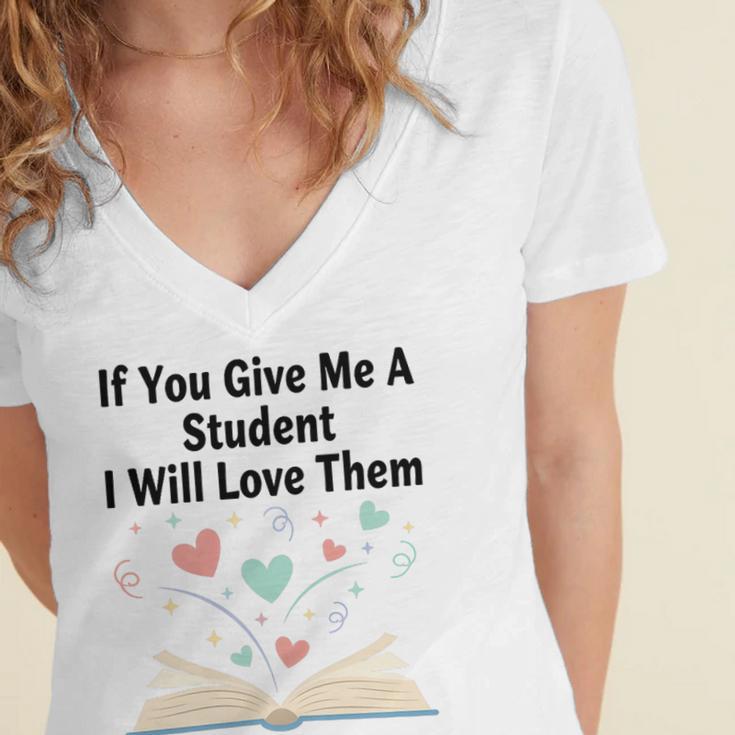 If You Give Me A Student I Will Love Them Book Magic Premium Tri-Blend Women's Jersey Short Sleeve Deep V-Neck Tshirt