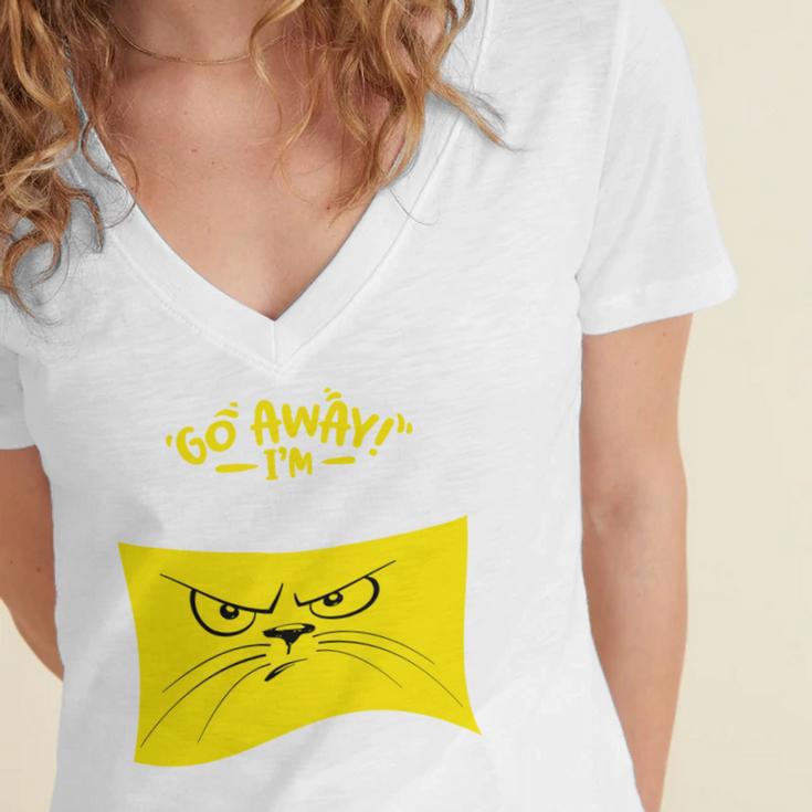 Go Away I'm Introverting Antisocial Shy Introvert Women's Jersey Short Sleeve Deep V-Neck Tshirt