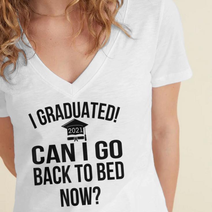Can I Go Back To Bed Graduation 2021 Women's Jersey Short Sleeve Deep V-Neck Tshirt