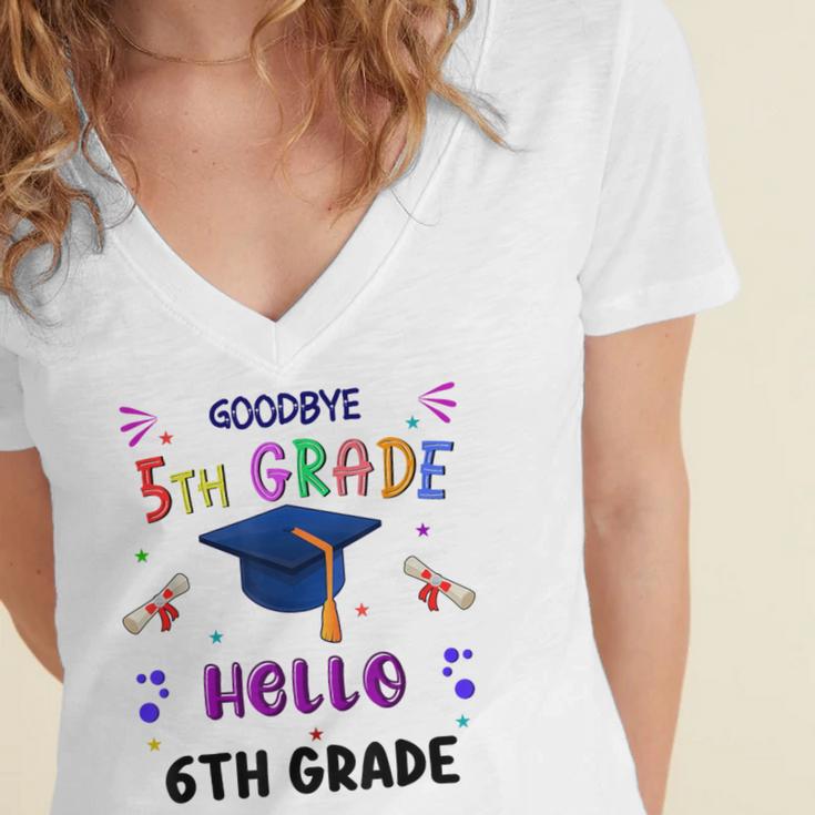 Goodbye 5th Grade Graduation 2025 6th Grade Graduate Kids Women's Jersey Short Sleeve Deep V-Neck Tshirt