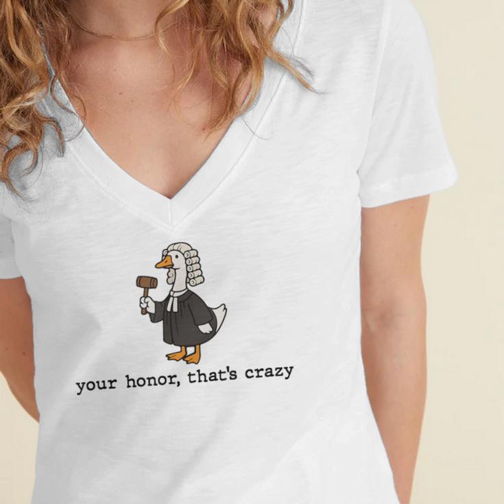 Goose Silly Lawyer Law Student School Graduation Women's Jersey Short Sleeve Deep V-Neck Tshirt