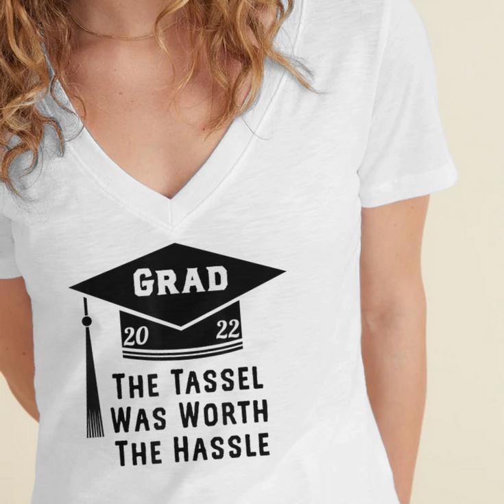 Grad 2022 Graduation Tassel Was Worth The Hassle Women's Jersey Short Sleeve Deep V-Neck Tshirt