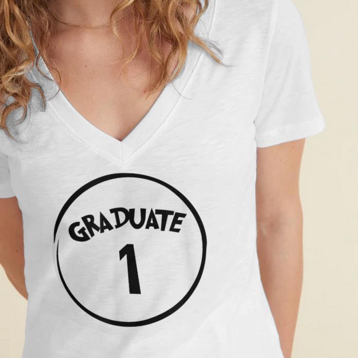 Graduate 1 Graduation Shirt Women's Jersey Short Sleeve Deep V-Neck Tshirt