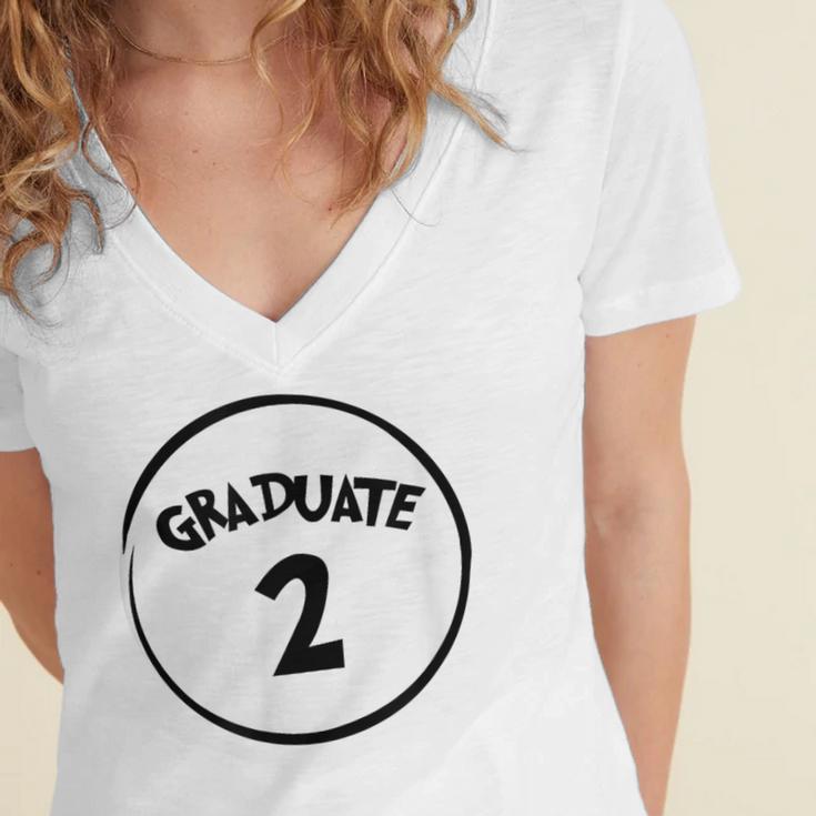 Graduate 2 Graduation Shirt Women's Jersey Short Sleeve Deep V-Neck Tshirt