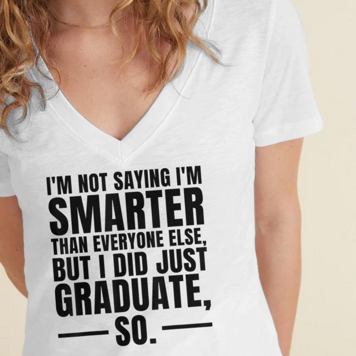 I Graduated Graduation Seniors Him Or Her Women's Jersey Short Sleeve Deep V-Neck Tshirt