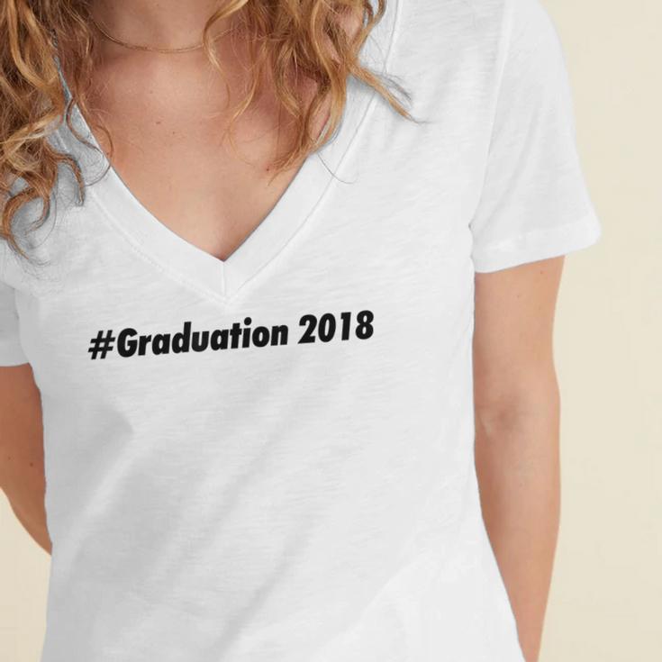 Graduation 2018 Graduation T-Shirt Women's Jersey Short Sleeve Deep V-Neck Tshirt