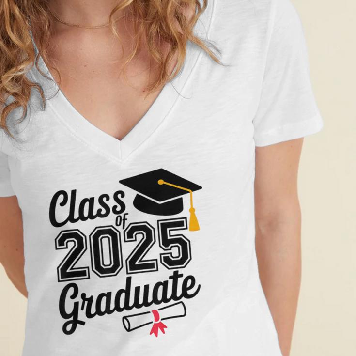 Graduation 2025 Senior 2025 Class Of 2025 Graduate Women's Jersey Short Sleeve Deep V-Neck Tshirt
