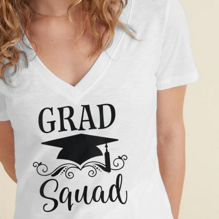 Graduation Grad Squad Women's Jersey Short Sleeve Deep V-Neck Tshirt