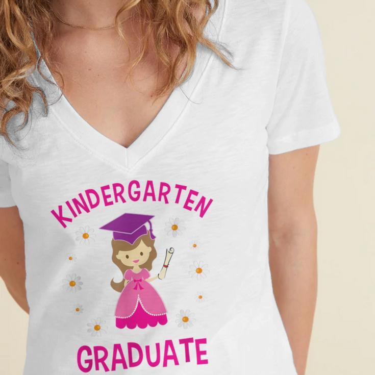 Graduation Kindergarten Last Day Of School Shirt Girls Women's Jersey Short Sleeve Deep V-Neck Tshirt