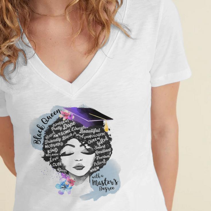 Graduation Masters Degree Woman Queen Graduate 2025 Women's Jersey Short Sleeve Deep V-Neck Tshirt