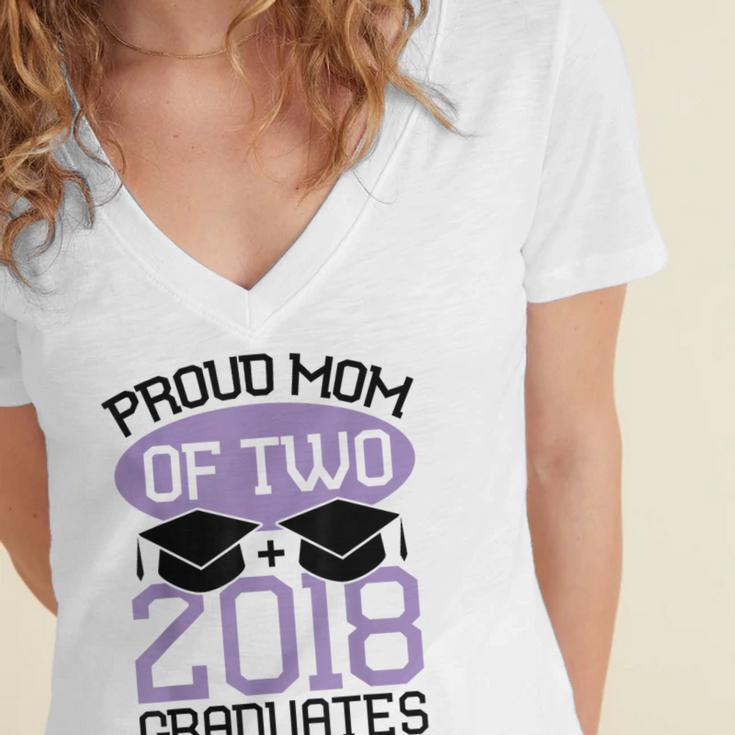 Graduation Shirt For Mom Of Twins Proud Mom Twins Tee Women's Jersey Short Sleeve Deep V-Neck Tshirt