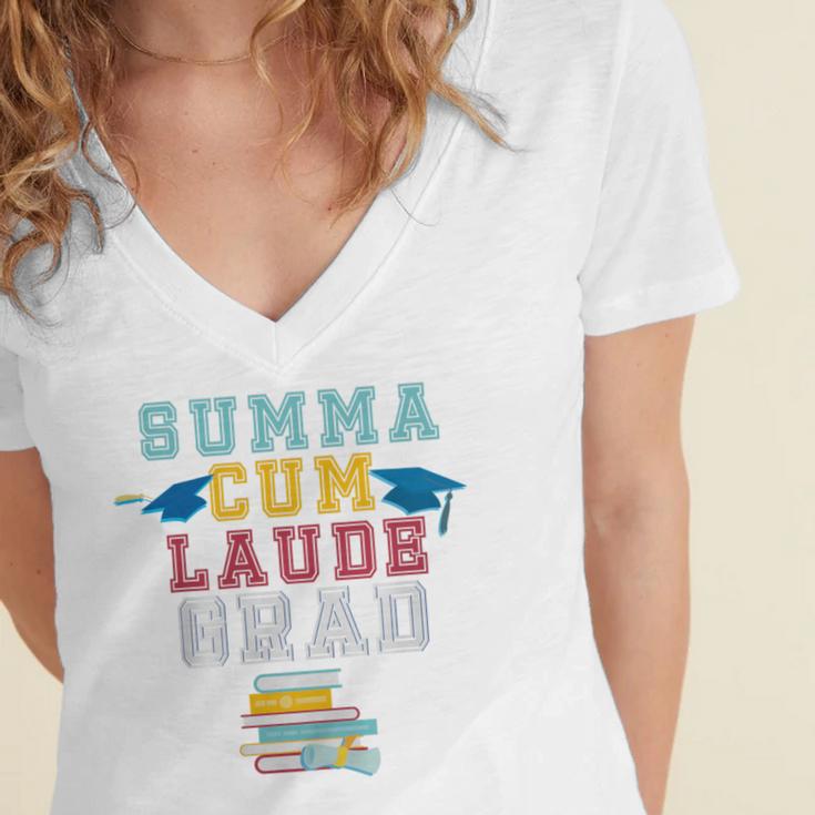 Graduation Summa Cum Laude College Honors Women's Jersey Short Sleeve Deep V-Neck Tshirt