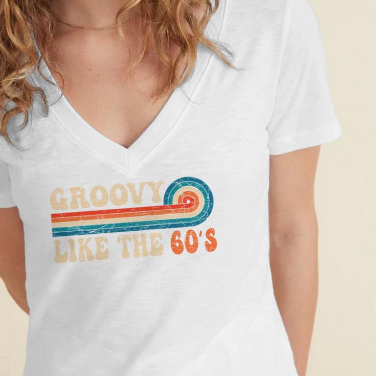Groovy Like The 60s Aesthetic Nostalgia 1960's Retro Women's Jersey Short Sleeve Deep V-Neck Tshirt Groovy Like The 60s Aesthetic Nostalgia 1960's Retro Women's Jersey Short Sleeve Deep V-Neck Tshirt