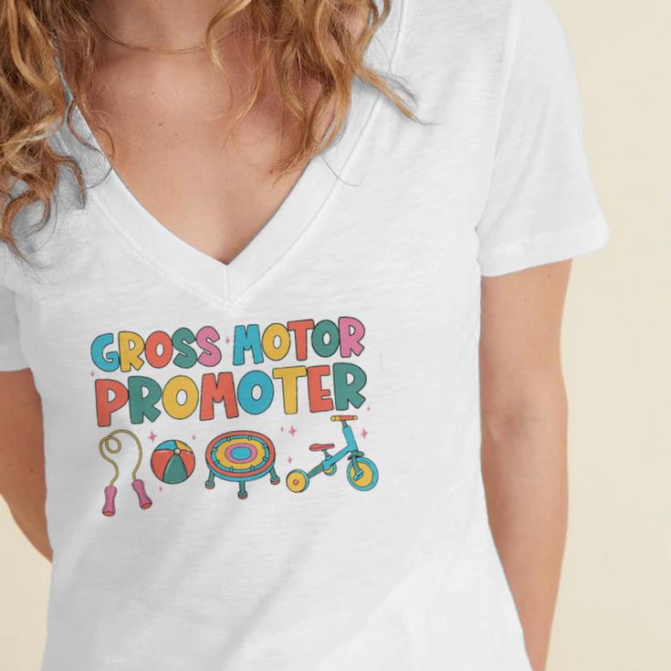 Gross Motor Promoter Physical Therapist Graduation PT Women's Jersey Short Sleeve Deep V-Neck Tshirt