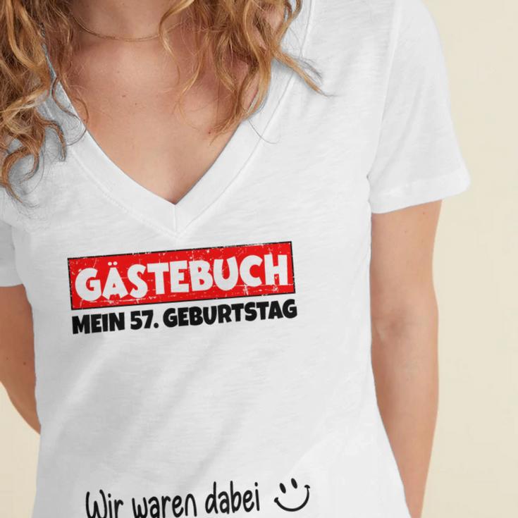 Guest Book Wir Waren Dabei Mein 57 Geburtstag German Women's Jersey Short Sleeve Deep V-Neck Tshirt Guest Book Wir Waren Dabei Mein 57 Geburtstag German Women's Jersey Short Sleeve Deep V-Neck Tshirt
