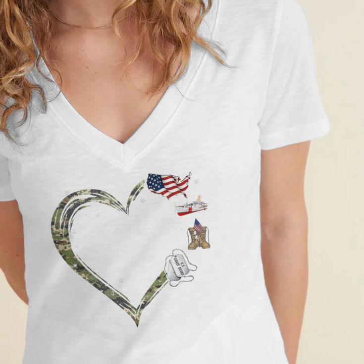 Heart Coast Guard Wife Coast Guard Graduation Wife USCG Wife Women's Jersey Short Sleeve Deep V-Neck Tshirt