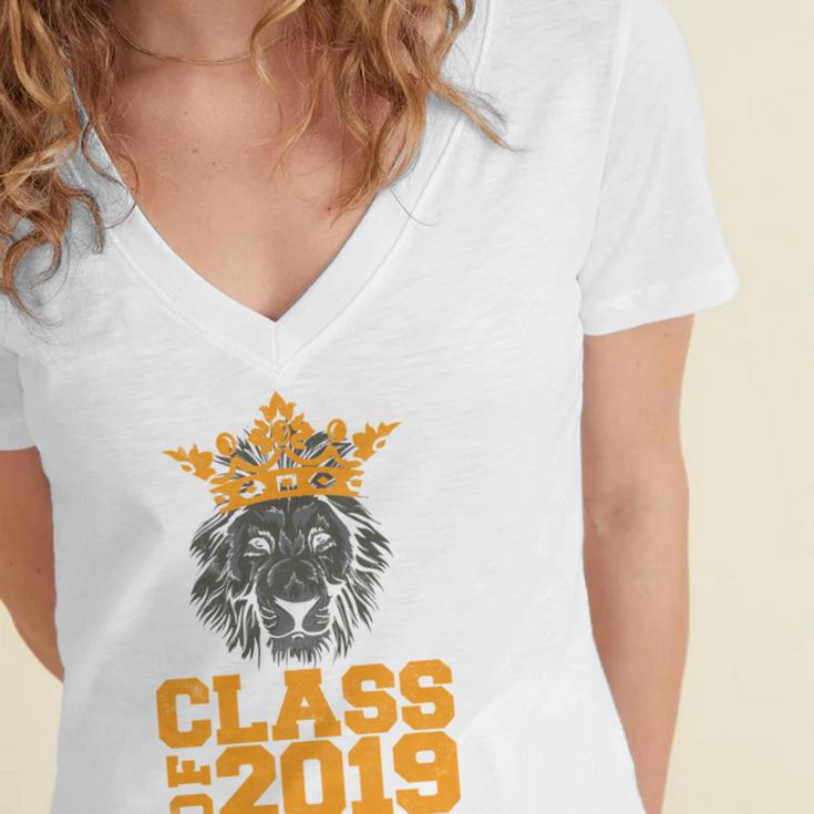 High School King Graduation Shirt Class Of 2019 Seniors Women's Jersey Short Sleeve Deep V-Neck Tshirt