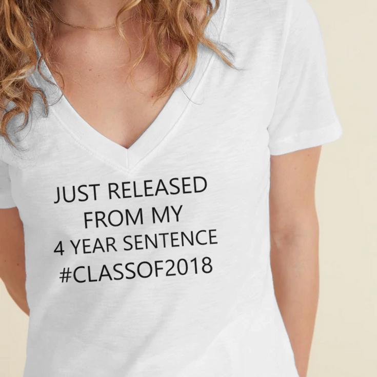 Highschool College Graduation Class Of 2018 Shirt Women's Jersey Short Sleeve Deep V-Neck Tshirt