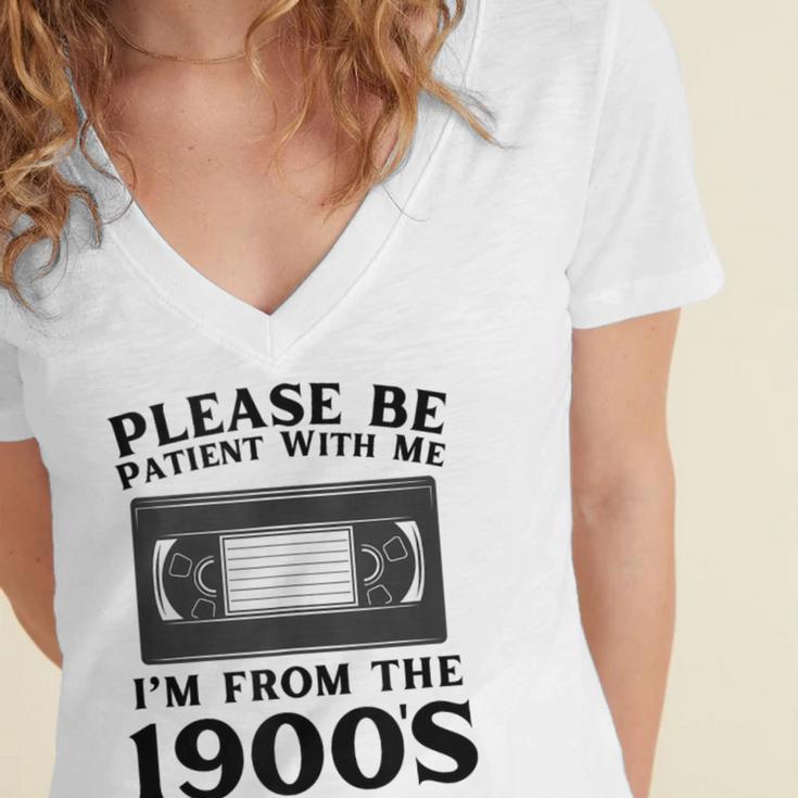 Over The Hill Please Be Patient I'm From The 1900s VHS Women's Jersey Short Sleeve Deep V-Neck Tshirt