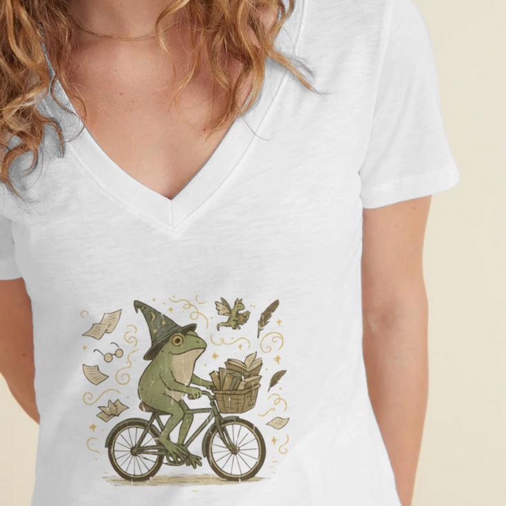 On My Way To Hoard Books And Cause Chaos Women's Jersey Short Sleeve Deep V-Neck Tshirt