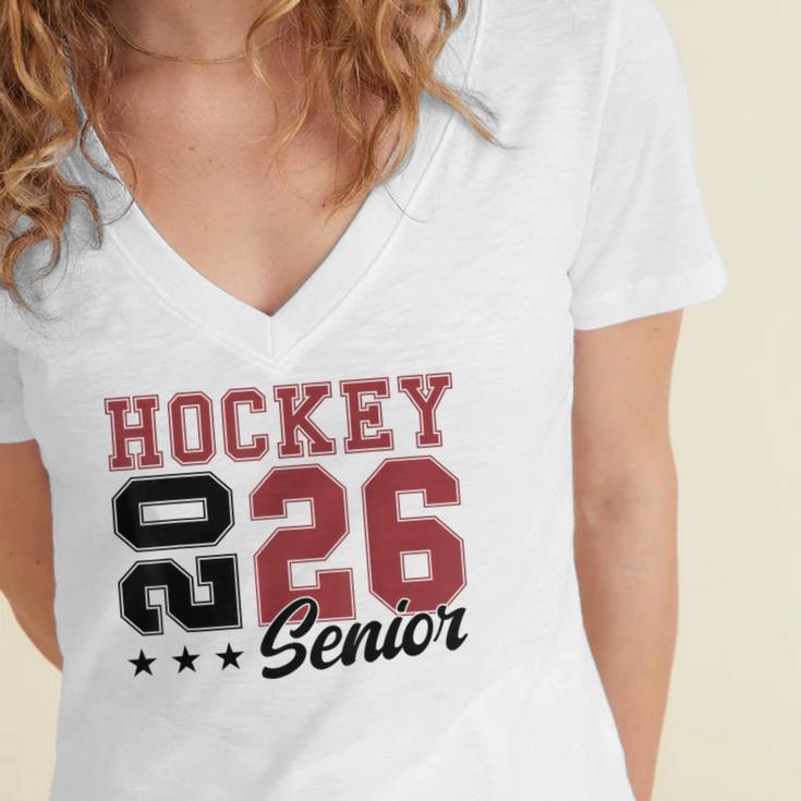 Hockey Senior Night Hockey Senior 2026 Graduation 59 Women's Jersey Short Sleeve Deep V-Neck Tshirt