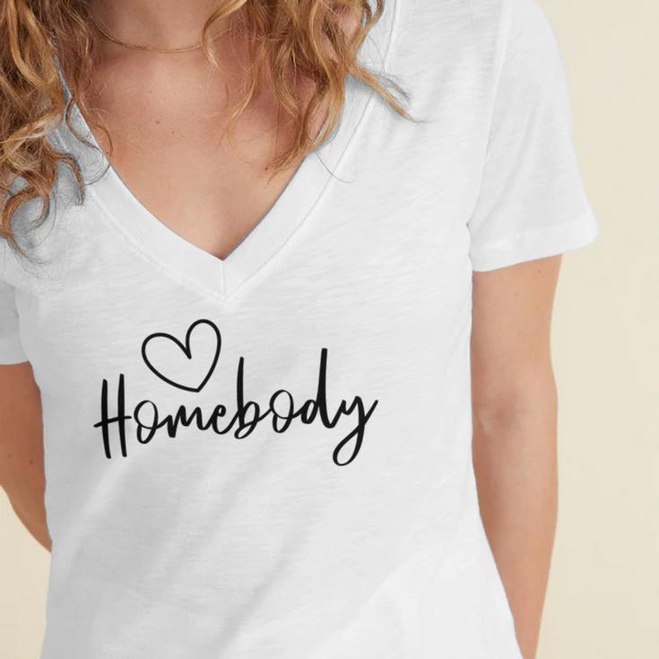 Homebody At Home Lets Stay Home Introvert Women's Jersey Short Sleeve Deep V-Neck Tshirt Homebody At Home Lets Stay Home Introvert Women's Jersey Short Sleeve Deep V-Neck Tshirt