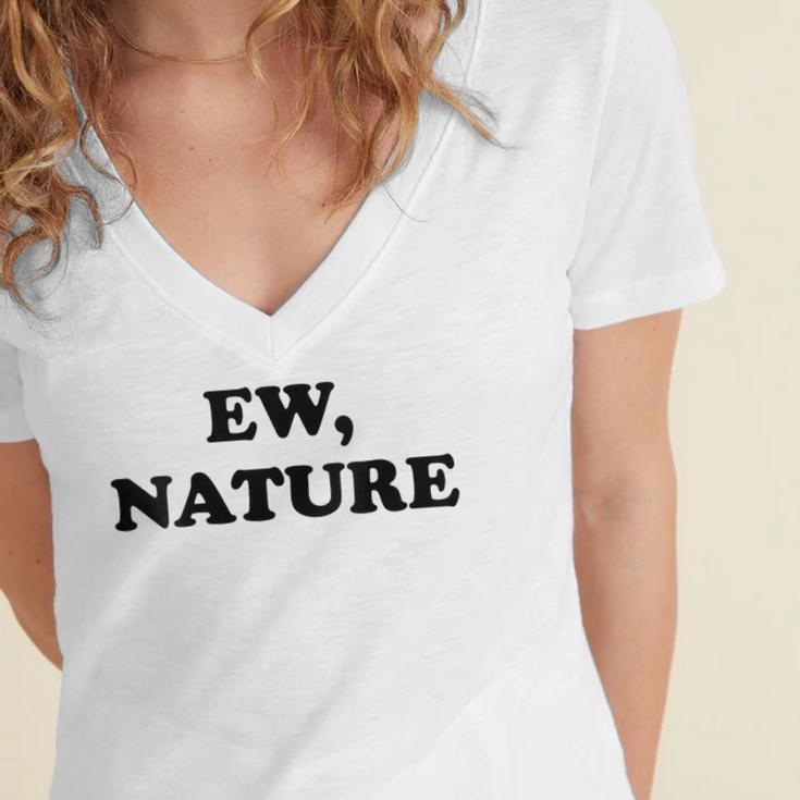 Homebody Indoorsy Introvert Ew Nature Women's Jersey Short Sleeve Deep V-Neck Tshirt