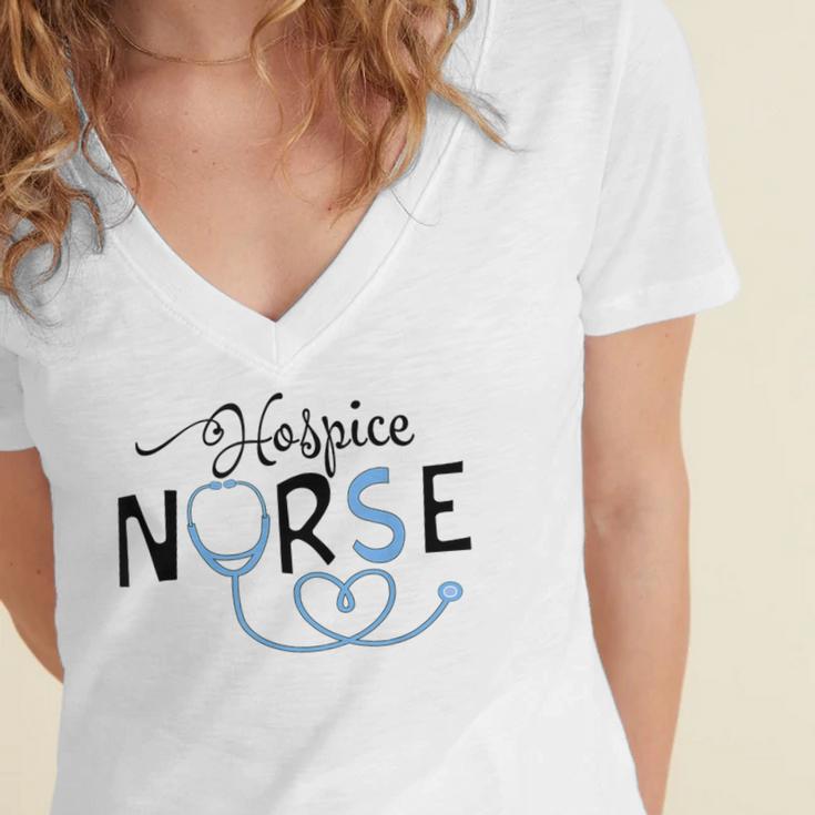 Hospice Nurse Doctor Graduation Medical Nursing RN Women's Jersey Short Sleeve Deep V-Neck Tshirt