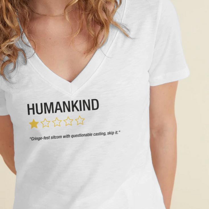 Humankind One Star Introvert People Rating Women's Jersey Short Sleeve Deep V-Neck Tshirt Humankind One Star Introvert People Rating Women's Jersey Short Sleeve Deep V-Neck Tshirt