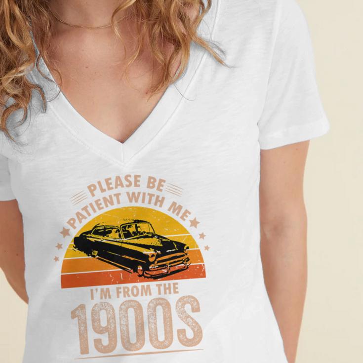 Humorous Saying Please Be Patient With Me I'm From The 1900s Premium Women's Jersey Short Sleeve Deep V-Neck Tshirt Humorous Saying Please Be Patient With Me I'm From The 1900s Premium Women's Jersey Short Sleeve Deep V-Neck Tshirt