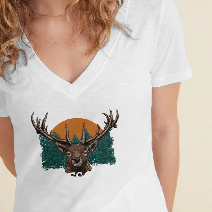 Hunting Is My Escape Introvert Hunter Antisocial Women's Jersey Short Sleeve Deep V-Neck Tshirt Hunting Is My Escape Introvert Hunter Antisocial Women's Jersey Short Sleeve Deep V-Neck Tshirt