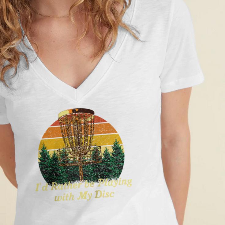 Id Rather Be Playing With My Disc Introvert Disc Golf Raglan Baseball Tee Women's Jersey Short Sleeve Deep V-Neck Tshirt Id Rather Be Playing With My Disc Introvert Disc Golf Raglan Baseball Tee Women's Jersey Short Sleeve Deep V-Neck Tshirt
