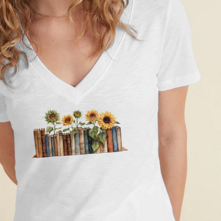 I'm With The Banned Read Banned Books Bookworm Women's Jersey Short Sleeve Deep V-Neck Tshirt