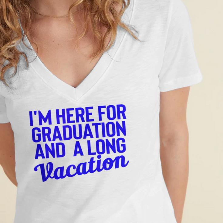 I'm Here For Graduation School Class Senior 2024 Women's Jersey Short Sleeve Deep V-Neck Tshirt
